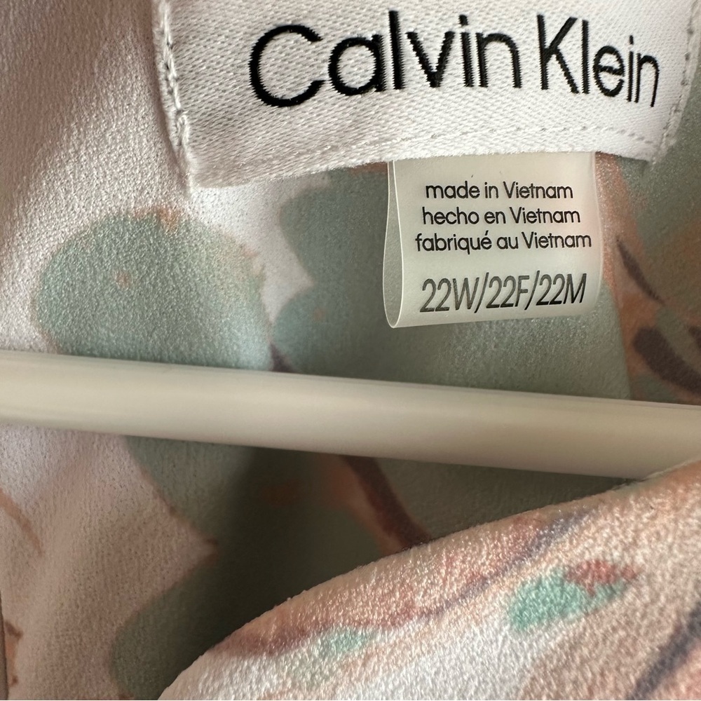 NWT Calvin Klein Women's Floral Dress Plus 22W V Neck Lined Zipper Stretch - Picture 3 of 13